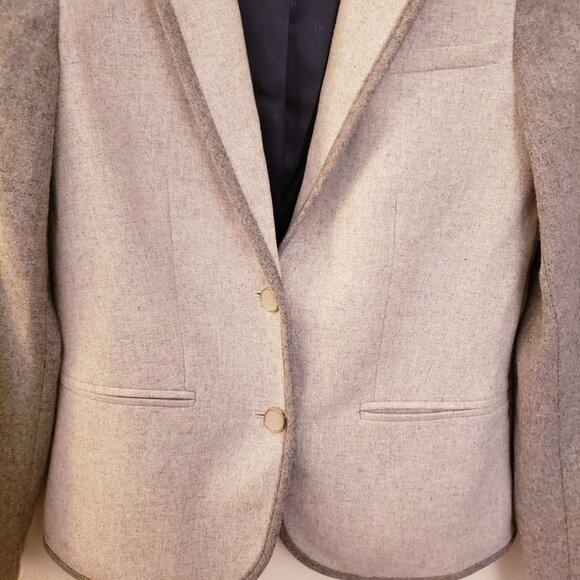 Tommy Hilfiger Grey Color Blocked One Button Wool Blend Blazer Size 2 EUC - Picture 3 of 12
